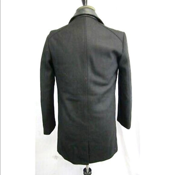 ELEVEN PARIS Wool Leather 40 Winter Over Coat Jacket Heavy - Picture 11 of 12